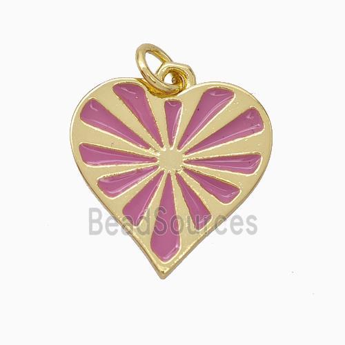 Copper Heart Pendant Pink Enamel Gold Plated