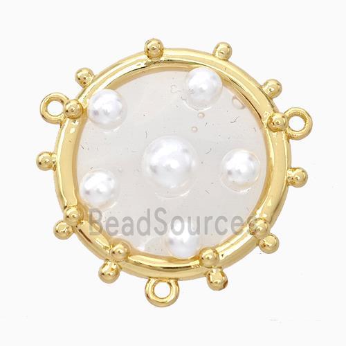 Copper Circle Connector With Pearlized Resin 3loops Gold Plated