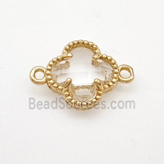 Crystal Glass Copper Clover Connector Gold Plated