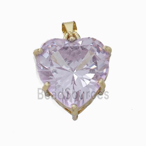 Copper Heart Pendant Pave Crystal Glass Gold Plated