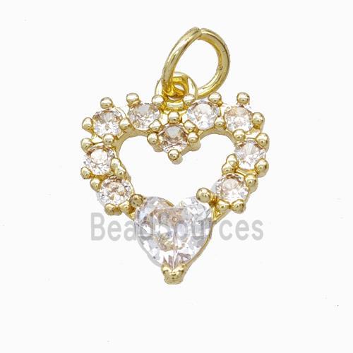 Copper Heart Pendant Pave Zirconia Gold Plated