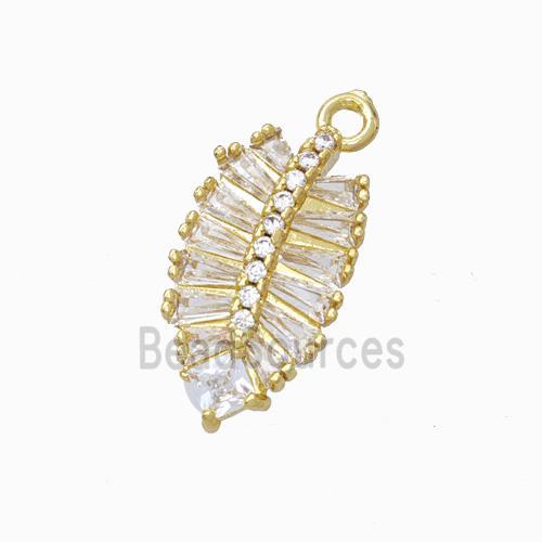 Copper Leaf Pendant Micropave Zirconia Gold Plated