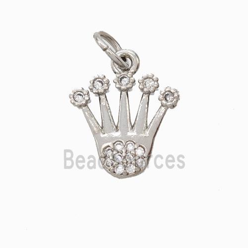 Copper Crown Pendant Micropave Zirconia Platinum Plated