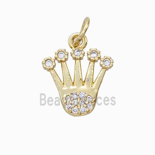 Copper Crown Pendant Micropave Zirconia Gold Plated