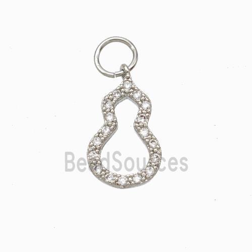 Copper Gourd Pendant Pave Zirconia Platinum Plated