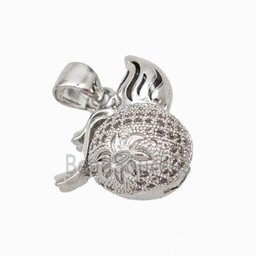 Copper Gourd Pendant Pave Zirconia Platinum Plated