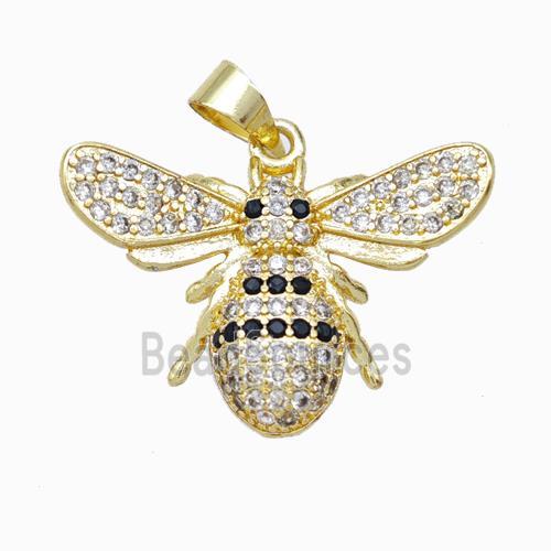 Copper Honeybee Pendant Micropave Zirconia Gold Plated