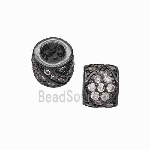 Copper Tube Beads Pave Zirconia Large Hole Black Plated