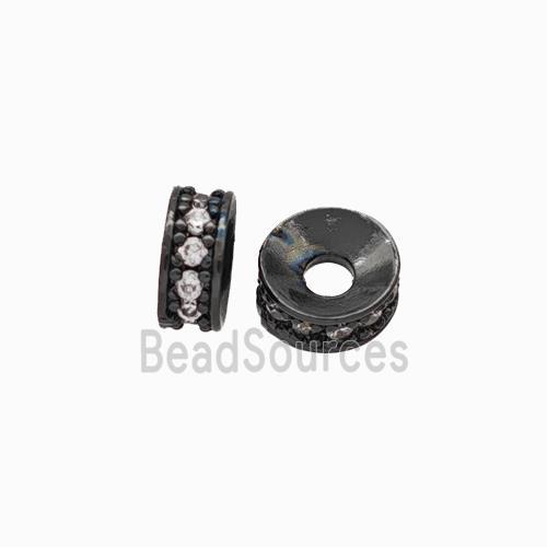 Copper Heishi Spacer Beads Pave Zirconia Black Plated