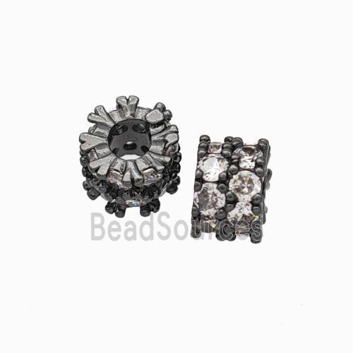 Copper Heishi Beads Pave Zirconia Black Plated