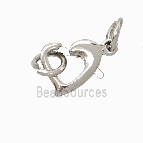 Copper Lobster Clasp Heart Platinum Plated