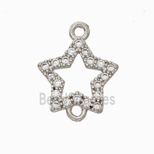 Copper Star Connector Pave Zirconia Platinum Plated