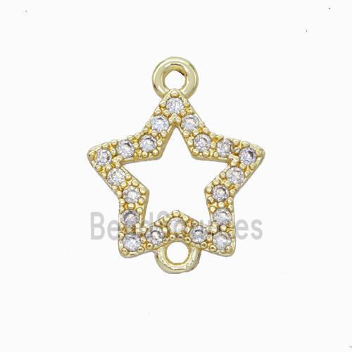 Copper Star Connector Pave Zirconia Gold Plated