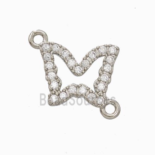 Copper Butterfly Connector Pave Zirconia Platinum Plated