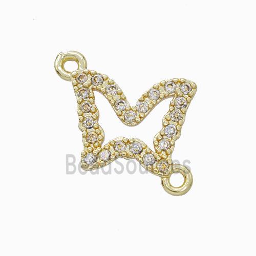 Copper Butterfly Connector Pave Zirconia Gold Plated