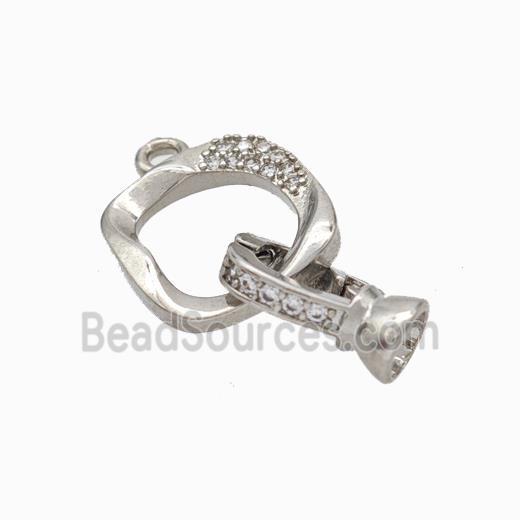 Copper Cordend Clasp Pave Zirconia Platinum Plated