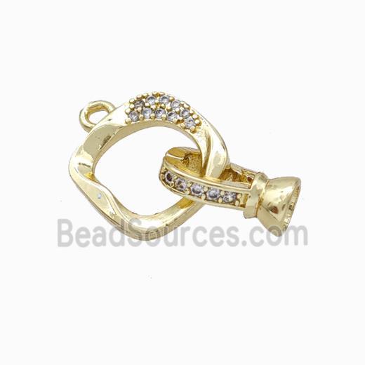 Copper Cordend Clasp Pave Zirconia Gold Plated