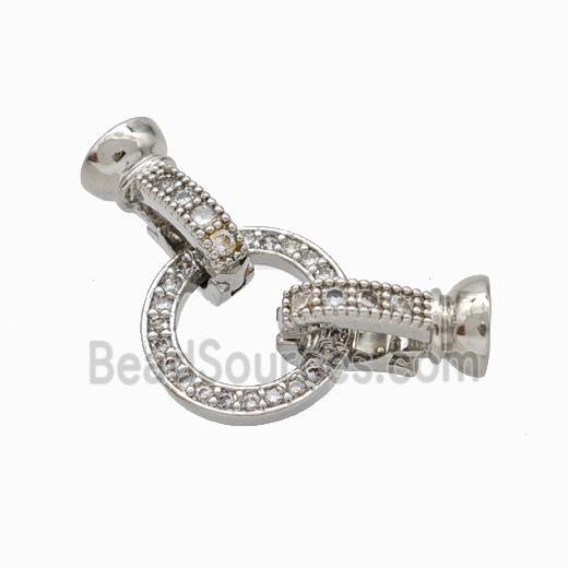 Copper Cordend Clasp Pave Zirconia Platinum Plated