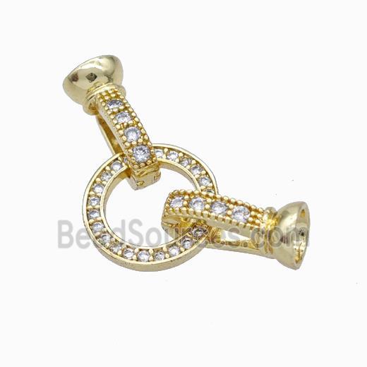 Copper Cordend Clasp Pave Zirconia Gold Plated