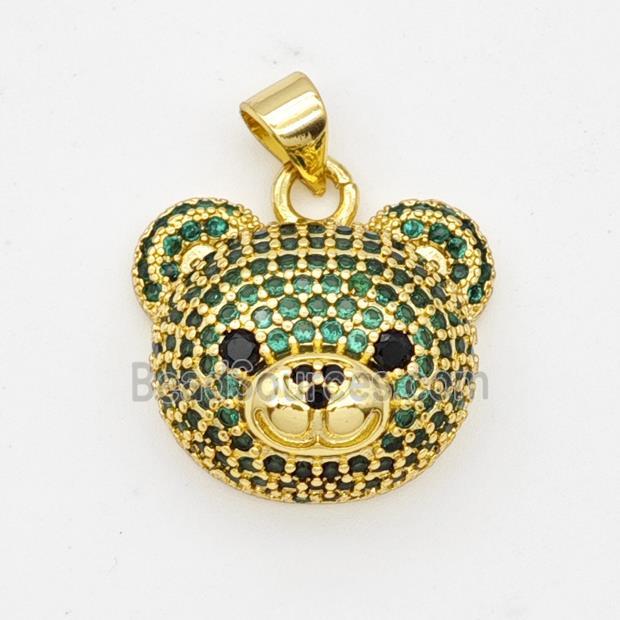 Copper Bear Pendant Micropave Zirconia Gold Plated