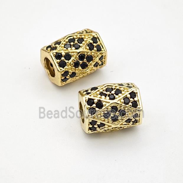 Copper Tube Beads Micropave Zirconia Large Hole Gold Plated