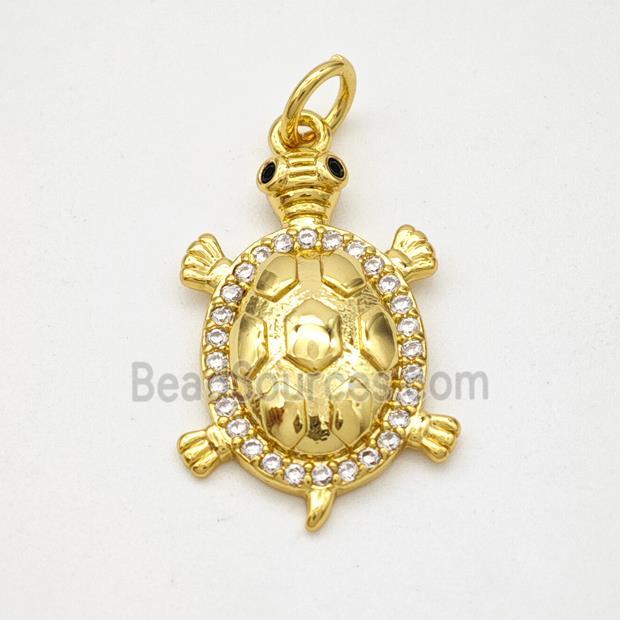 Copper Tortoise Pendant Micropave Zirconia Gold Plated