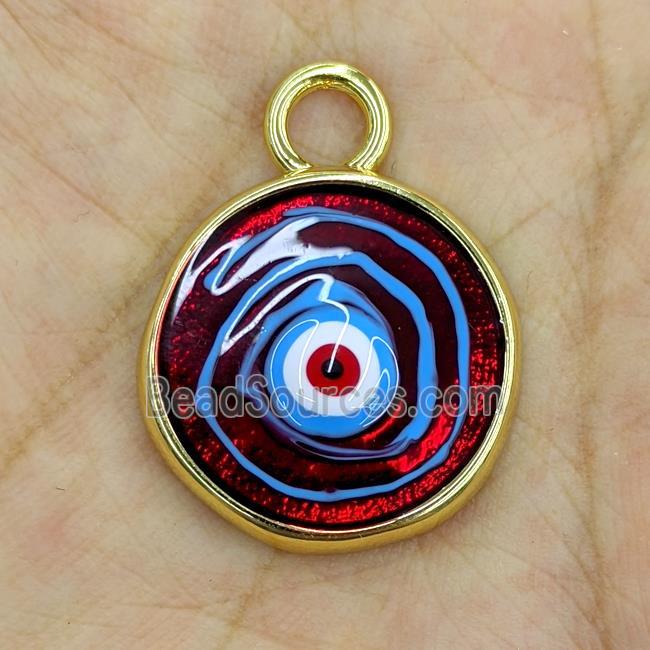 Copper Evil Eye Pendant Painted Gold Plated