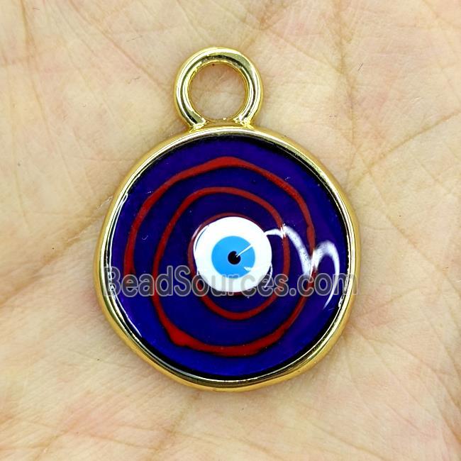 Copper Evil Eye Pendant Painted Gold Plated