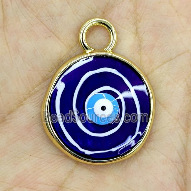 Copper Evil Eye Pendant Painted Gold Plated