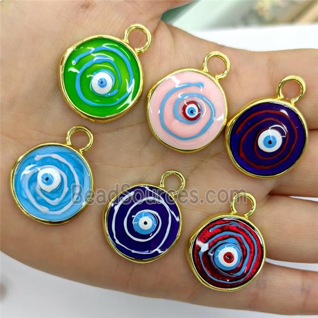 Copper Evil Eye Pendant Painted Gold Plated Mixed