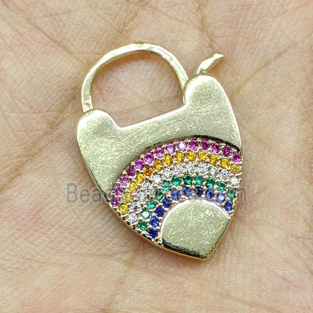 Copper Arrowhead Clasp Micropave Multicolor Zirconia Gold Plated