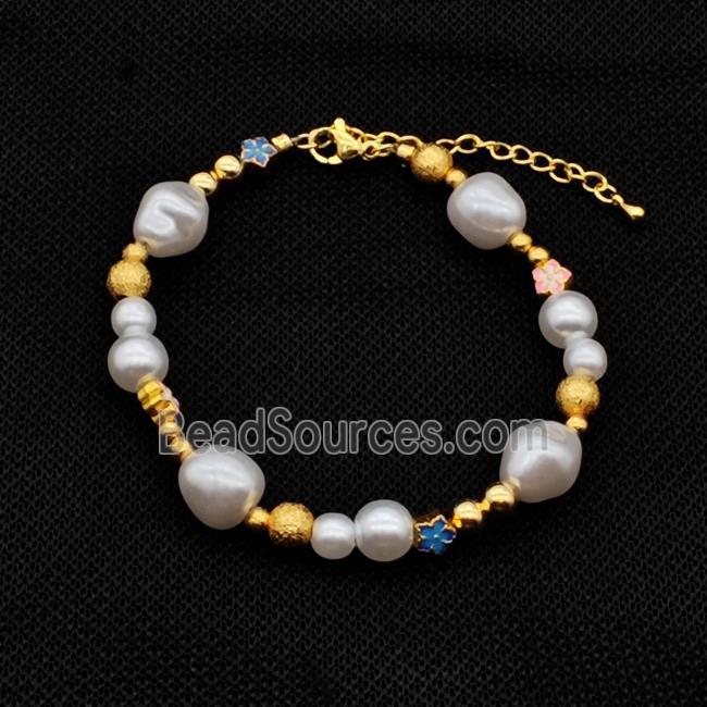 Copper Pearlized ABS Resin Bracelet Gold Plated