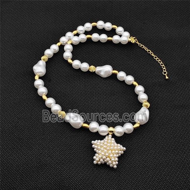 Pearlized ABS Resin Star Necklace