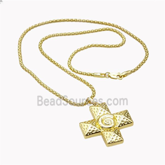 Copper Necklace With Cross Gold Plated