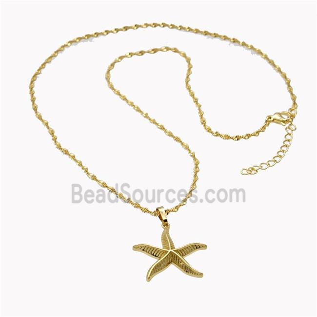 Copper Starfish Necklace Gold Plated