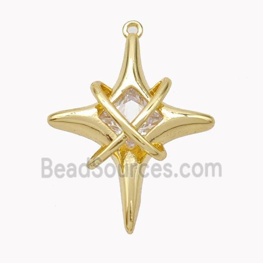 Copper Northstar Pendant Pave Zirconia Gold Plated