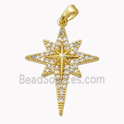 Copper Northstar Pendant Pave Zirconia Gold Plated