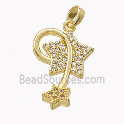 Copper Star Pendant Micropave Zirconia Gold Plated