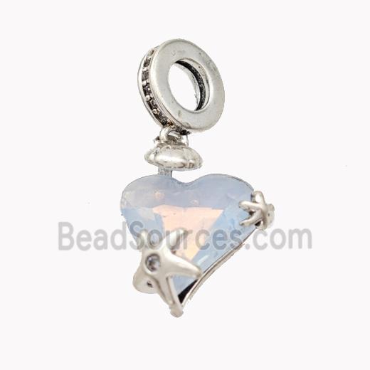 Copper Heart Pendant Pave Acrylic Platinum Plated