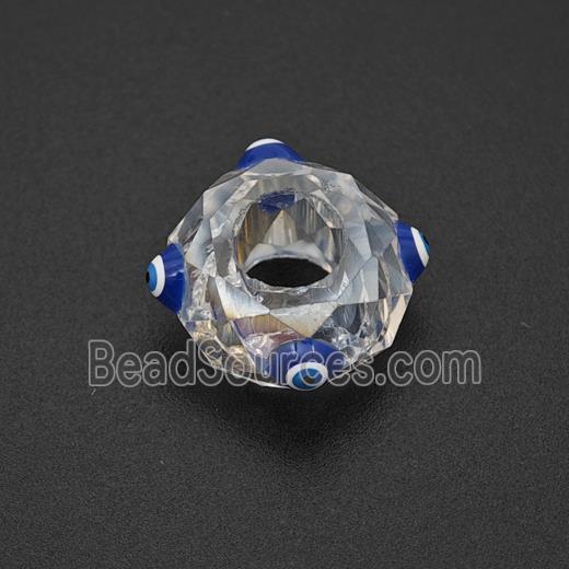 Crystal Glass Rondelle Beads With Evil Eye Large Hole Faceted