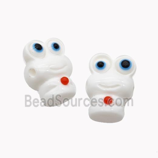 White Resin Frog Beads