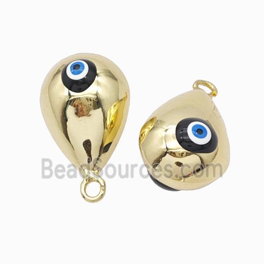 Copper Teardrop Pendant With Evil Eye Hollow Gold Plated