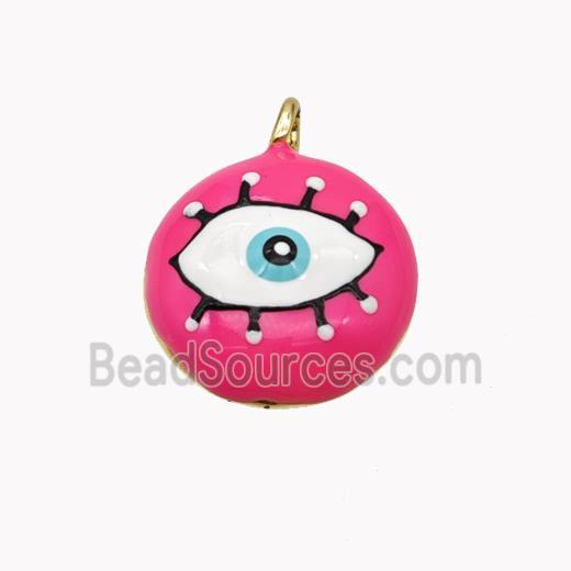 Copper Eye Pendant Red Enamel Gold Plated