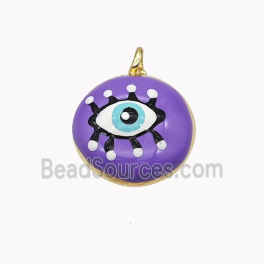 Copper Eye Pendant Lavender Enamel Gold Plated