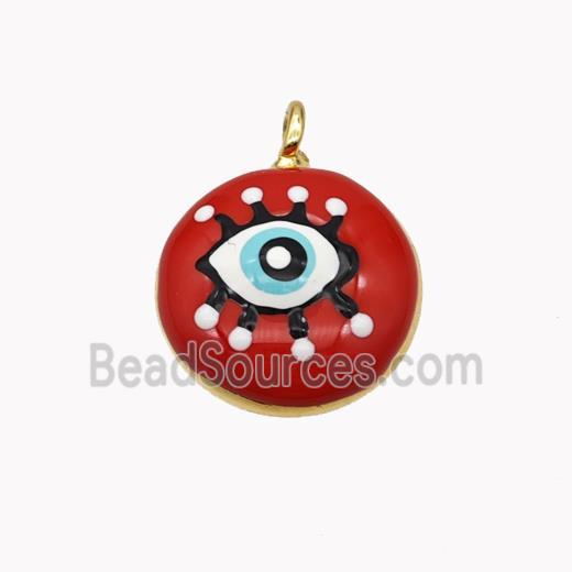 Copper Eye Pendant Red Enamel Gold Plated