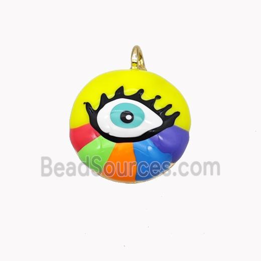 Copper Eye Pendant Multicolor Enamel Gold Plated