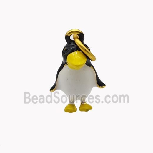 Copper Penguin Pendant Enamel Gold Plated