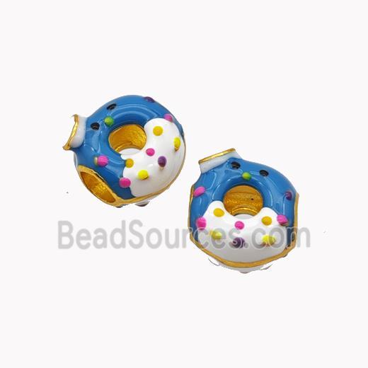 Copper Donut Beads Enamel Large Hole Gold Plated