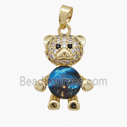 Copper pendant pave zircon, Gold Plated