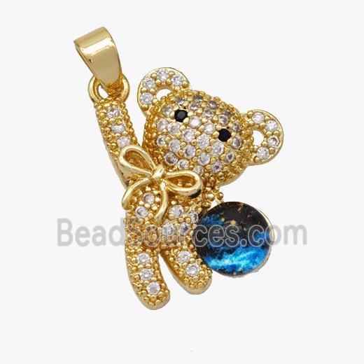 Copper pendant pave zircon, Gold Plated